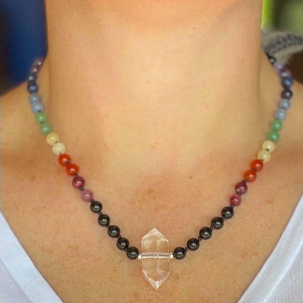 Handmade Rainbow 7 Chakra Choker
Necklace, Unisex Crystal Choker
